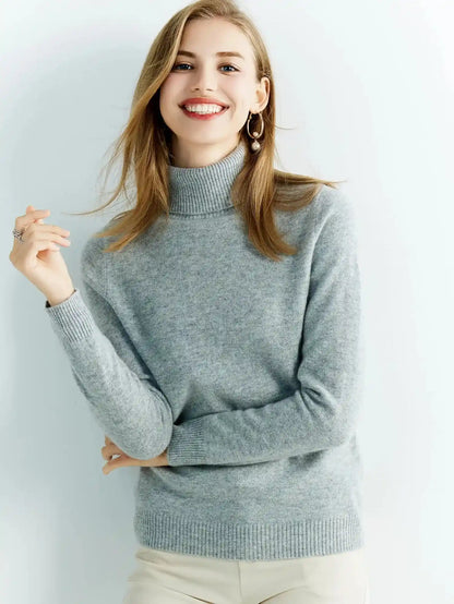 Luxurious Turtleneck Sweater crafted from Extrafine Merino Wool for Women-Liograft