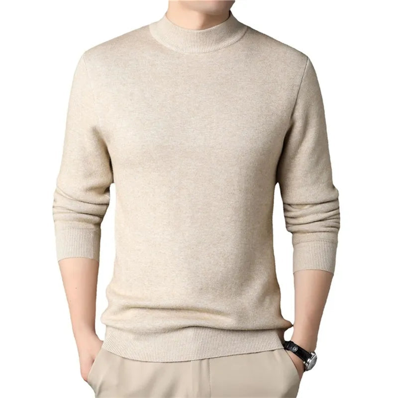 Solid Mock Neck Men's Sweater Pullover for Spring and Autumn Wear - Premium  from Liograft - Just $31.95! Shop now at Liograft
