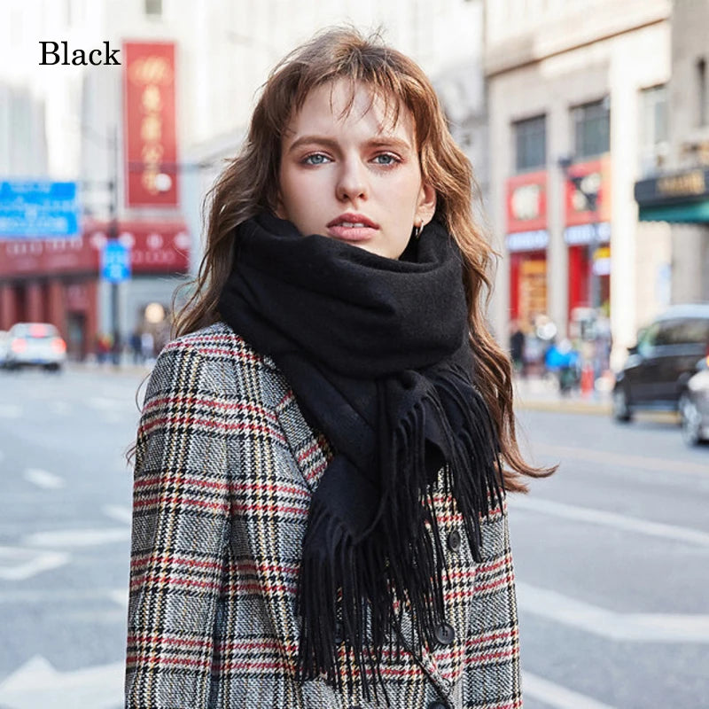 Solidlove Wool Winter Scarf Women Scarves Adult Scarves for ladies 100% Wool scarf women Fashion Cashmere Poncho Wrap Liograft