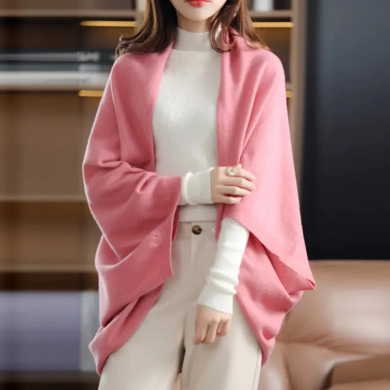 Stylish 100% Merino Wool Bat Sleeve Cashmere Shawl Liograft