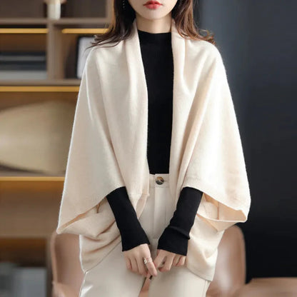 Stylish 100% Merino Wool Bat Sleeve Cashmere Shawl Liograft