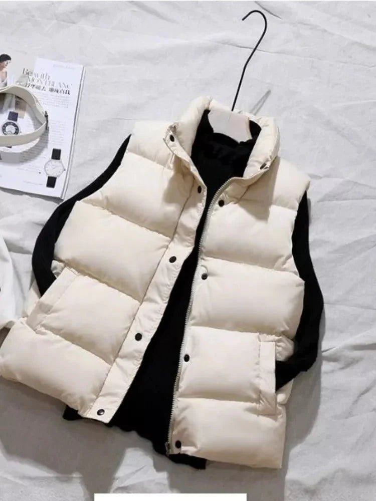 Stay Cozy and Chic with Women's Cotton Padded Sleeveless Parka Jacket Liograft