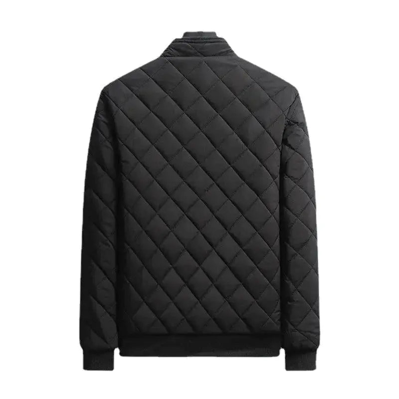 Stay cozy and stylish with our Men's Diamond Pattern Fleece-Lined Bomber Jacket - Model 2188 Liograft