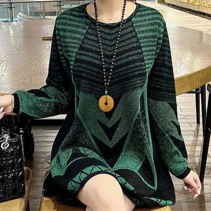 Stylish Geometric Bright Silk Sweaters: Cozy Autumn/Winter Knit Jumpers for Women - Premium  from Liograft - Just $45.95! Shop now at Liograft