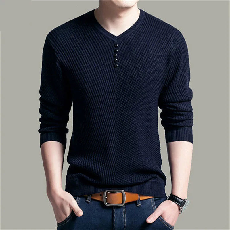 Stylish Men's V-Neck Sweater in Premium Wool Cashmere Blend - Premium  from Liograft - Just $33.95! Shop now at Liograft