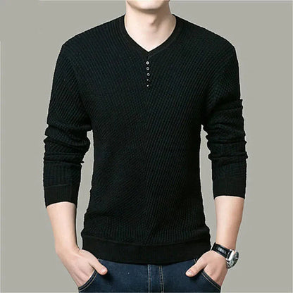Stylish Men's V-Neck Sweater in Premium Wool Cashmere Blend - Premium  from Liograft - Just $33.95! Shop now at Liograft