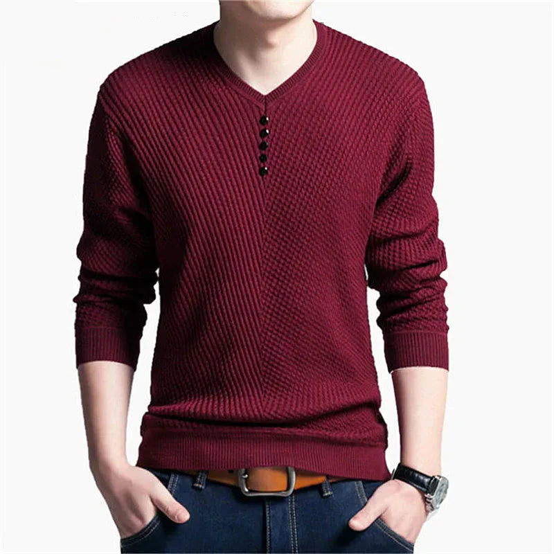 Luxurious Men's Wool Cashmere V-Neck Sweater-Liograft