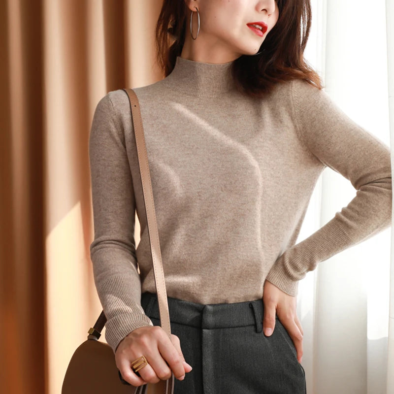 Stylish Turtleneck Knitted Jumper for Women - 2023 Autumn/Winter Collection - Premium  from Liograft - Just $26.95! Shop now at Liograft
