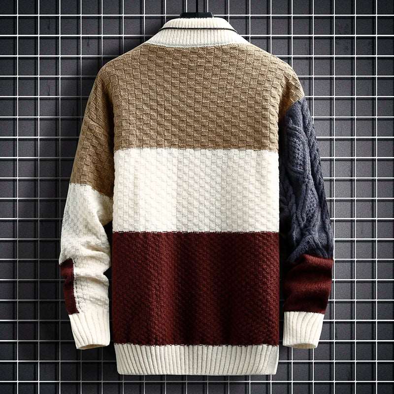 Thick Cotton Color-Matching Men's Sweater for Autumn & Winter 2023 - Premium  from Liograft - Just $29.95! Shop now at Liograft
