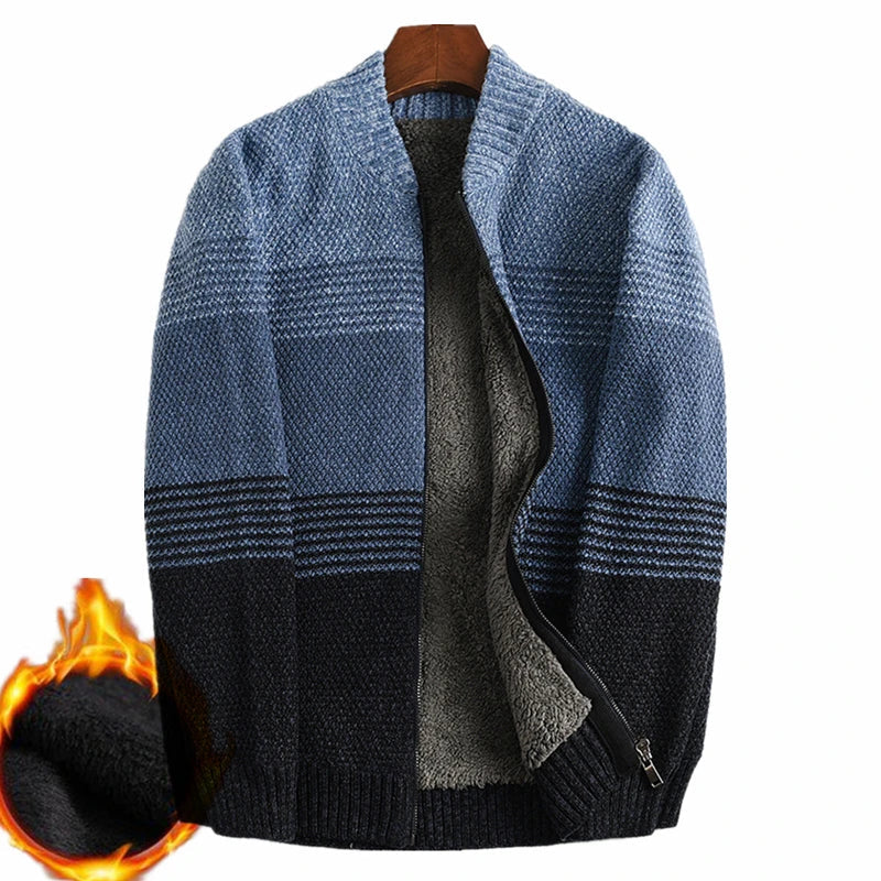 Thick Wool-Lined Men's Winter Cardigan with Rainbow Pattern – Plus Sizes Available - Premium  from Liograft - Just $128.95! Shop now at Liograft