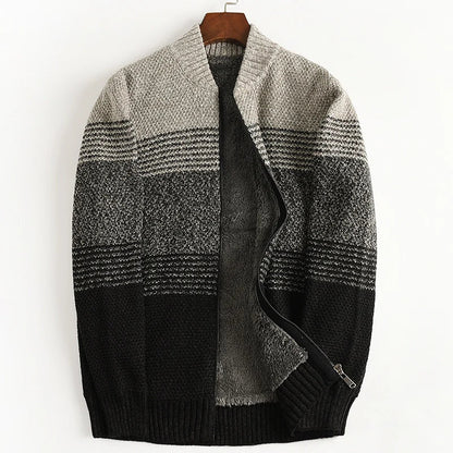 Men's Winter Cardigan with Rainbow Pattern and Wool Lining - Available in Plus Sizes-Liograft