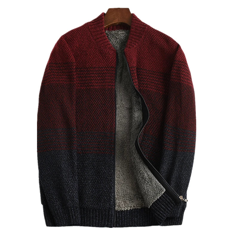 Thick Wool-Lined Men's Winter Cardigan with Rainbow Pattern – Plus Sizes Available - Premium  from Liograft - Just $128.95! Shop now at Liograft