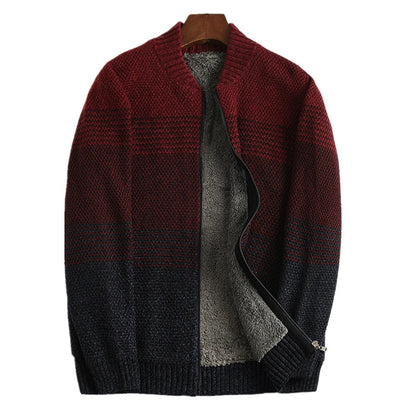 Men's Winter Cardigan with Rainbow Pattern and Wool Lining - Available in Plus Sizes-Liograft