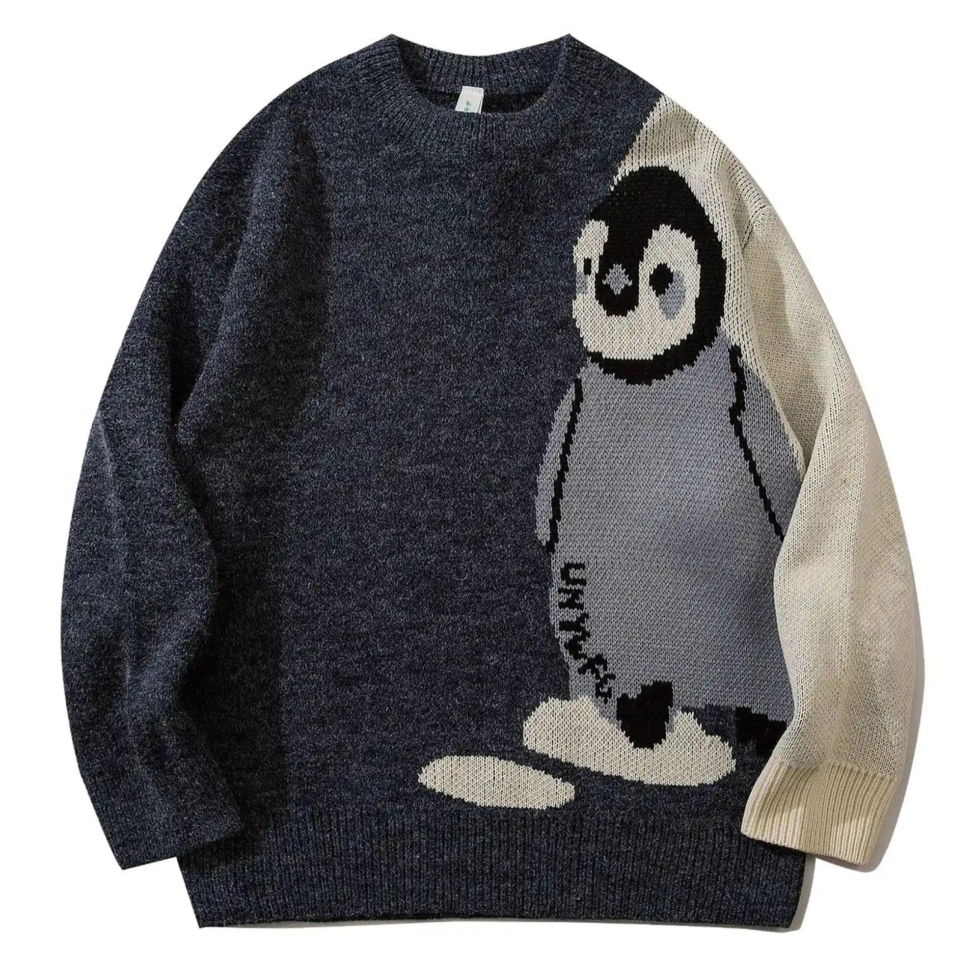 Unisex Vintage Cartoon Penguin Knitted Sweater - Streetwear Pullover - Premium  from Liograft - Just $57.95! Shop now at Liograft