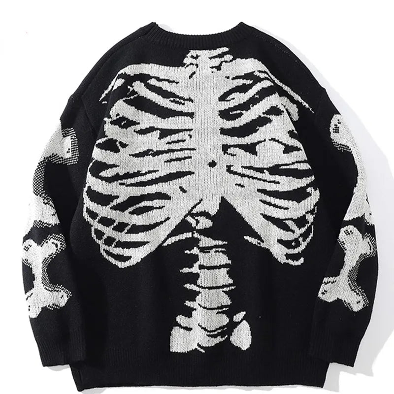 Unisex Vintage Skeleton Bone Print Oversized Sweater - Premium  from Liograft - Just $37.95! Shop now at Liograft
