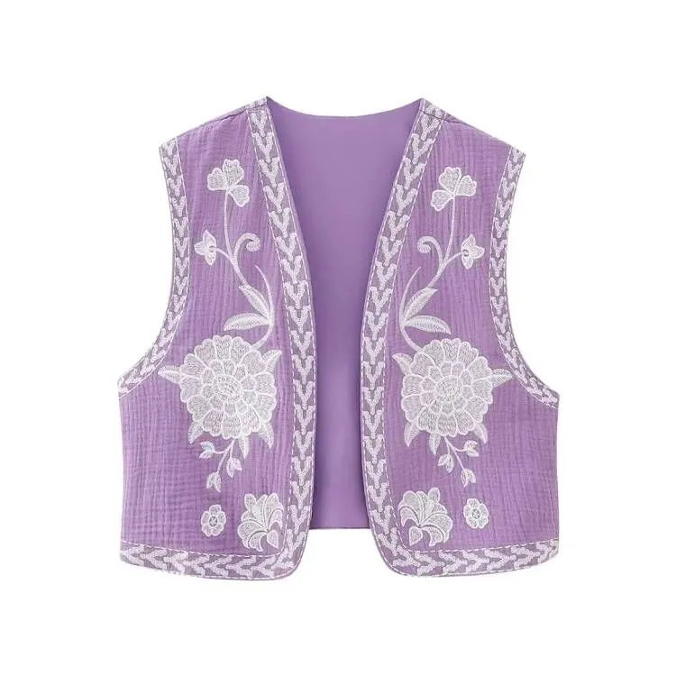 Vintage Floral Embroidered Open WaistCoat for Women - Premium  from Liograft - Just $28.95! Shop now at Liograft