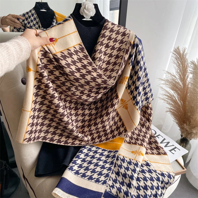 Warm Cashmere Poncho Women Scarf Luxury Horse Print Pashmina Winter Shawl Warp Bufanda Elegant Thick Casual Blanket Echarpe 2023 Liograft