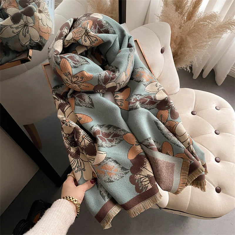 Warm Cashmere Poncho Women Scarf Luxury Horse Print Pashmina Winter Shawl Warp Bufanda Elegant Thick Casual Blanket Echarpe 2023 Liograft