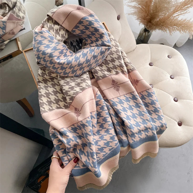 Warm Cashmere Poncho Women Scarf Luxury Horse Print Pashmina Winter Shawl Warp Bufanda Elegant Thick Casual Blanket Echarpe 2023 Liograft