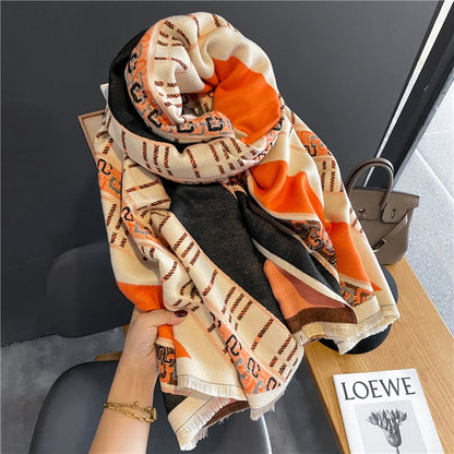 Warm Cashmere Poncho Women Scarf Luxury Horse Print Pashmina Winter Shawl Warp Bufanda Elegant Thick Casual Blanket Echarpe 2023 Liograft