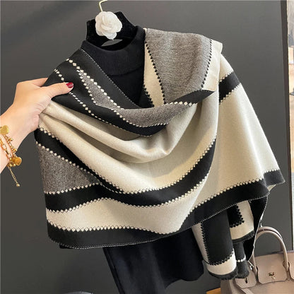 Warm Cashmere Poncho Women Scarf Luxury Horse Print Pashmina Winter Shawl Warp Bufanda Elegant Thick Casual Blanket Echarpe 2023 Liograft