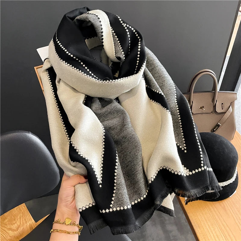 Warm Cashmere Poncho Women Scarf Luxury Horse Print Pashmina Winter Shawl Warp Bufanda Elegant Thick Casual Blanket Echarpe 2023 Liograft