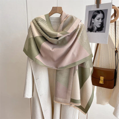 Warm Cashmere Poncho Women Scarf Luxury Horse Print Pashmina Winter Shawl Warp Bufanda Elegant Thick Casual Blanket Echarpe 2023 Liograft