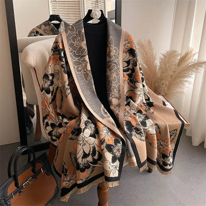 Warm Cashmere Poncho Women Scarf Luxury Horse Print Pashmina Winter Shawl Warp Bufanda Elegant Thick Casual Blanket Echarpe 2023 Liograft