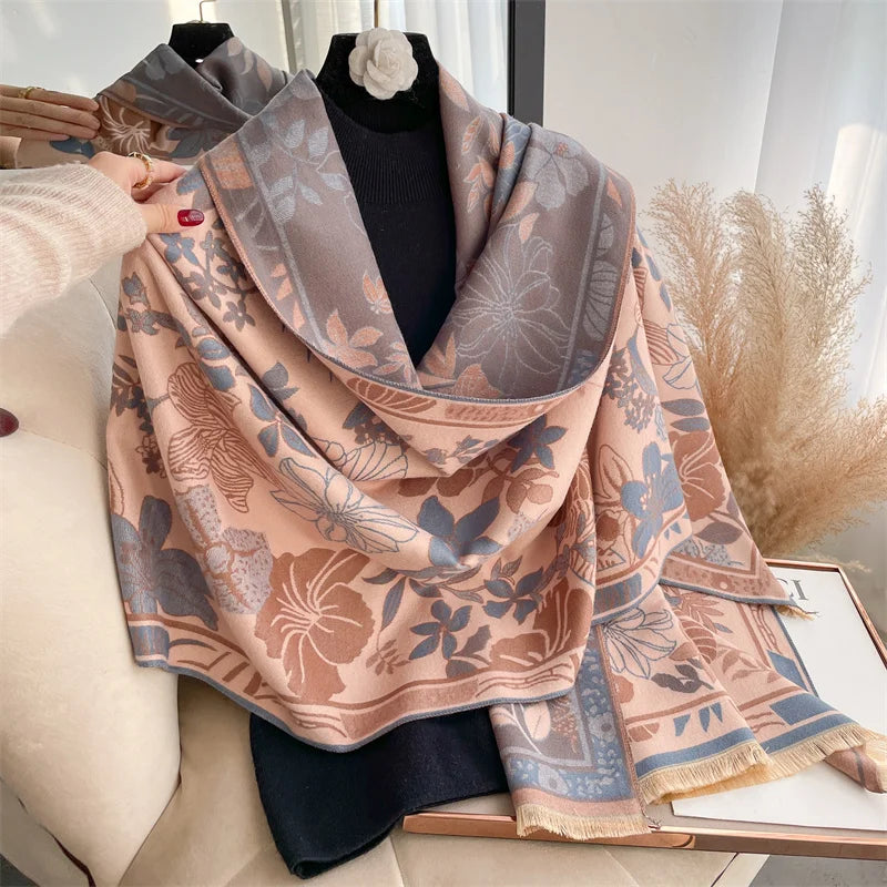 Warm Cashmere Poncho Women Scarf Luxury Horse Print Pashmina Winter Shawl Warp Bufanda Elegant Thick Casual Blanket Echarpe 2023 Liograft