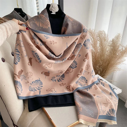 Warm Cashmere Poncho Women Scarf Luxury Horse Print Pashmina Winter Shawl Warp Bufanda Elegant Thick Casual Blanket Echarpe 2023 Liograft