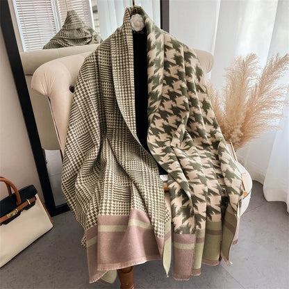 Warm Cashmere Poncho Women Scarf Luxury Horse Print Pashmina Winter Shawl Warp Bufanda Elegant Thick Casual Blanket Echarpe 2023 Liograft