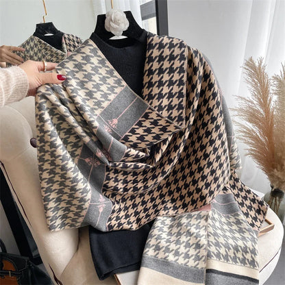 Warm Cashmere Poncho Women Scarf Luxury Horse Print Pashmina Winter Shawl Warp Bufanda Elegant Thick Casual Blanket Echarpe 2023 Liograft