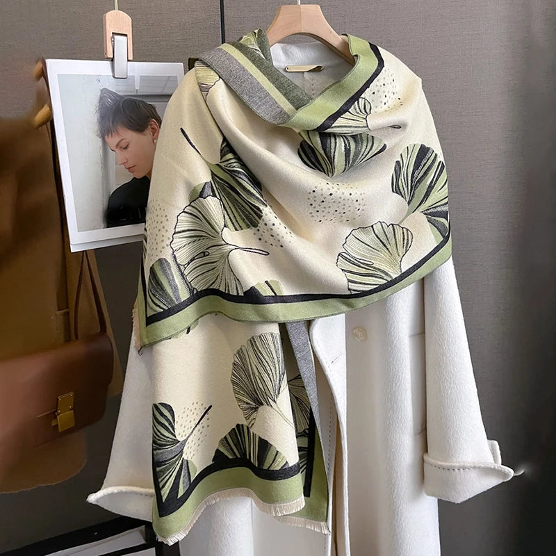 Warm Cashmere Poncho Women Scarf Luxury Horse Print Pashmina Winter Shawl Warp Bufanda Elegant Thick Casual Blanket Echarpe 2023 Liograft