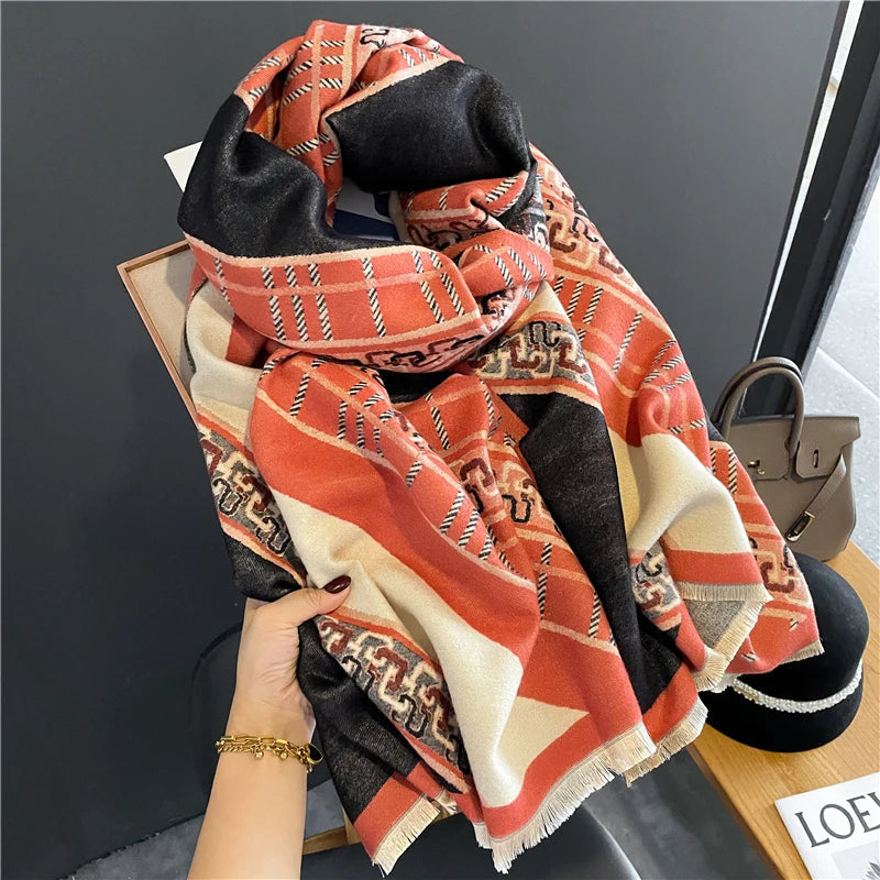 Warm Cashmere Poncho Women Scarf Luxury Horse Print Pashmina Winter Shawl Warp Bufanda Elegant Thick Casual Blanket Echarpe 2023 Liograft