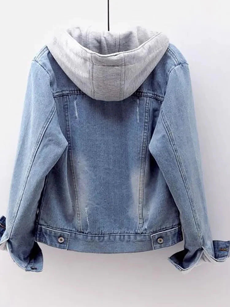 Warm Fleece Hooded Slim Fit Denim Jacket for Women with Pockets - Premium  from Liograft - Just $47.95! Shop now at Liograft