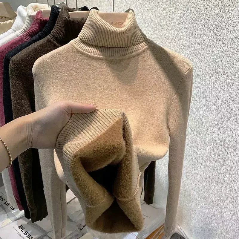 Warm Korean Style Velvet Turtleneck Sweater for Women - Premium  from Liograft - Just $29.95! Shop now at Liograft