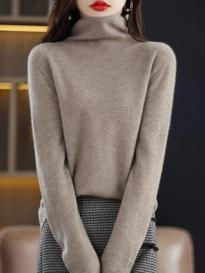 Warm and Cozy Turtleneck Merino Wool Sweater for Women Liograft