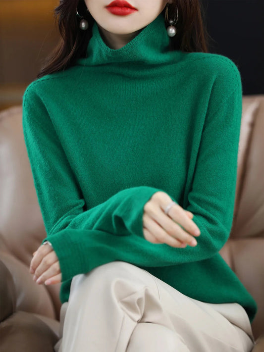 Warm and Cozy Turtleneck Merino Wool Sweater for Women Liograft