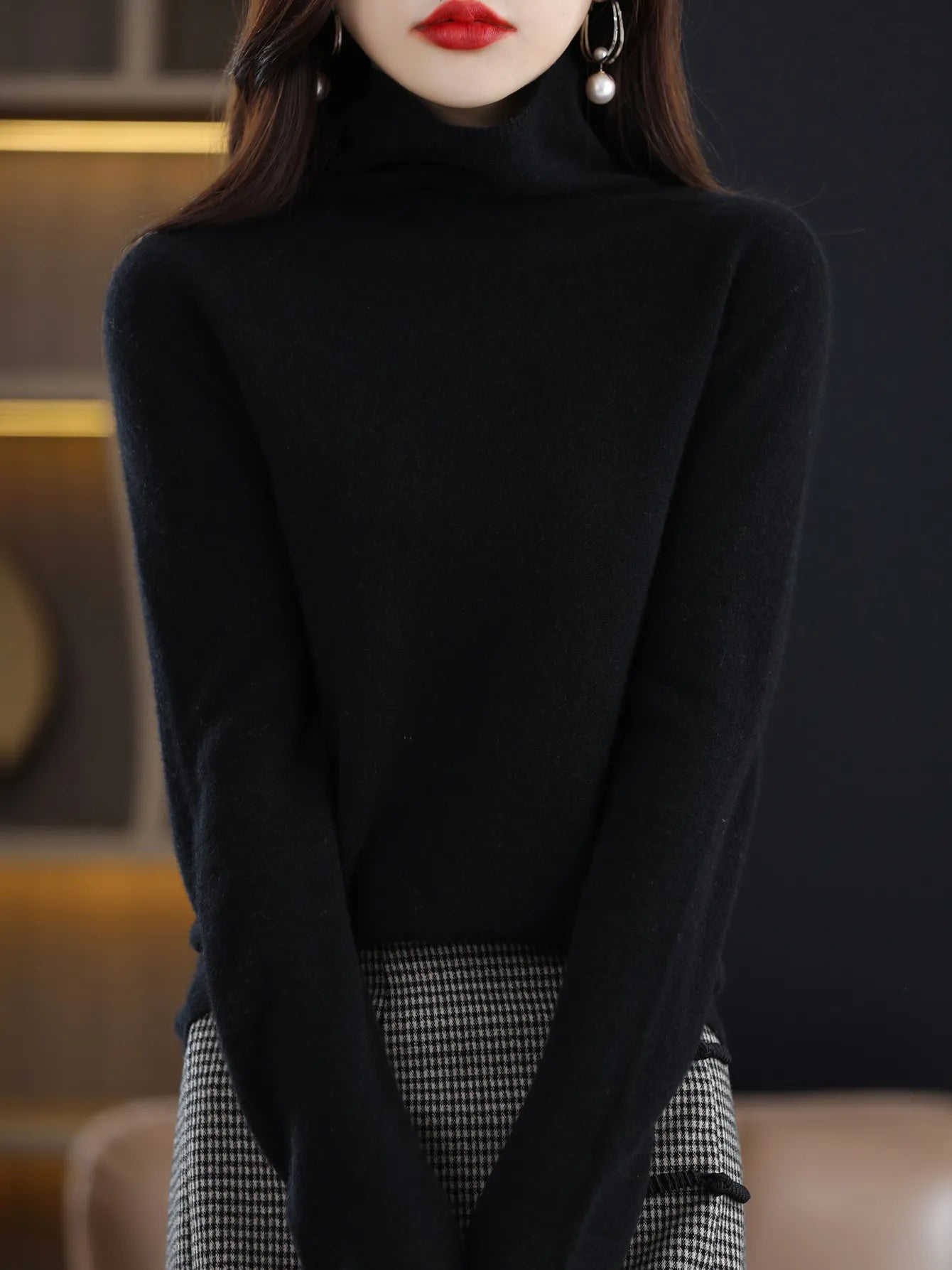 Warm and Cozy Turtleneck Merino Wool Sweater for Women Liograft