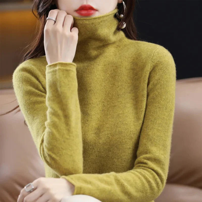 Warm and Stylish Merino Wool Cashmere Sweater with High Stacked Collar Liograft