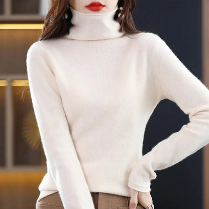 Warm and Stylish Merino Wool Cashmere Sweater with High Stacked Collar - Premium  from Liograft - Just $39.95! Shop now at Liograft