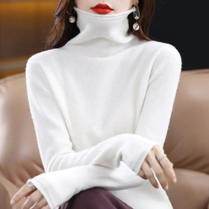 Warm and Stylish Merino Wool Cashmere Sweater with High Stacked Collar - Premium  from Liograft - Just $39.95! Shop now at Liograft