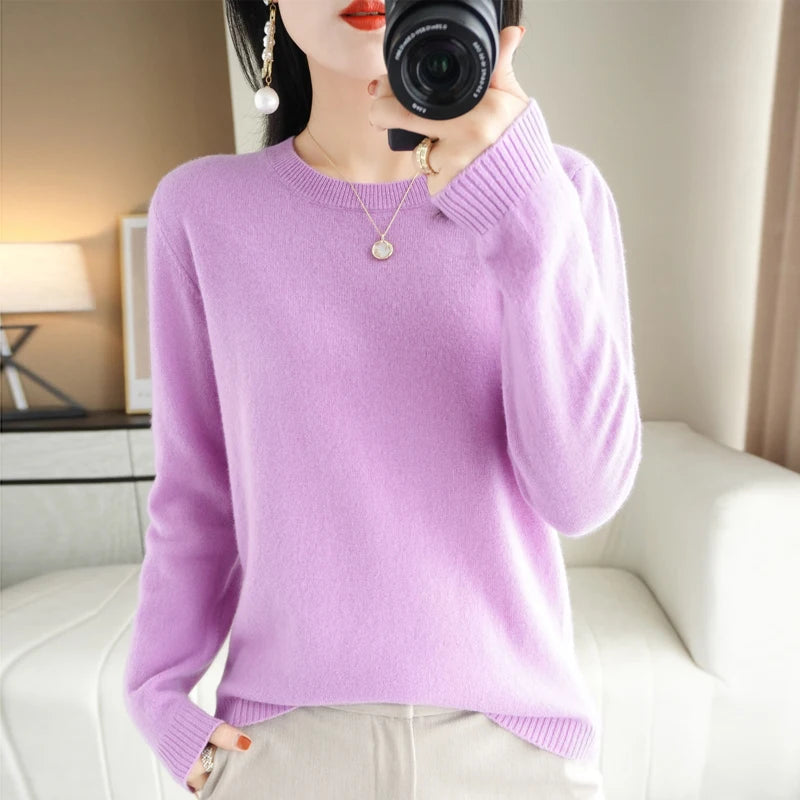 Winter 2022 Women's Slim Fit Round Neck Sweater - Pullover Knitwear Liograft