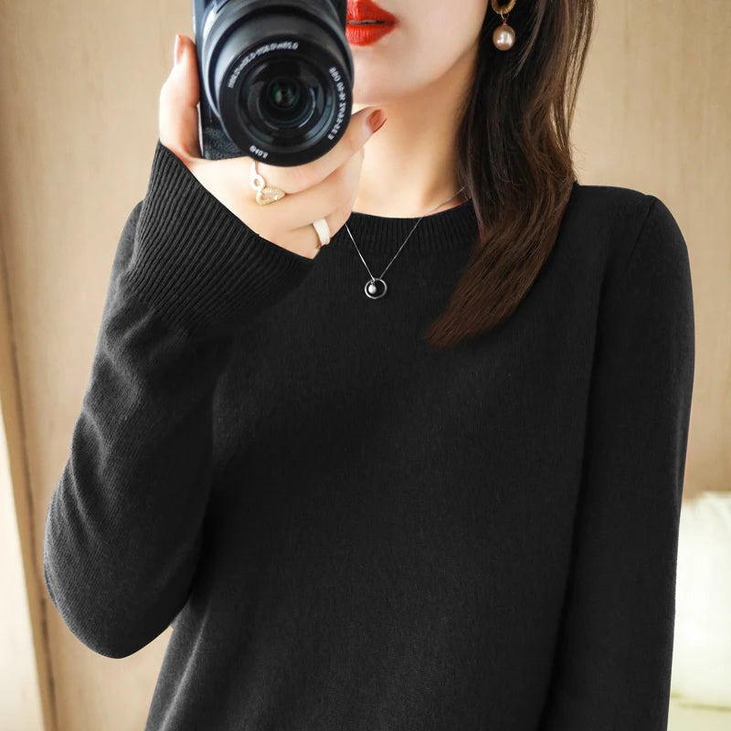 Winter 2022 Women's Slim Fit Round Neck Sweater - Pullover Knitwear Liograft