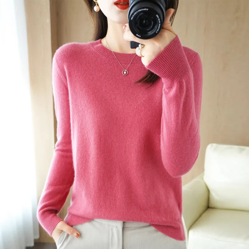 Winter 2022 Women's Slim Fit Round Neck Sweater - Pullover Knitwear Liograft