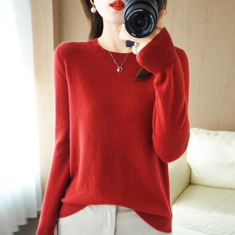 Winter 2022 Women's Slim Fit Round Neck Sweater - Pullover Knitwear Liograft