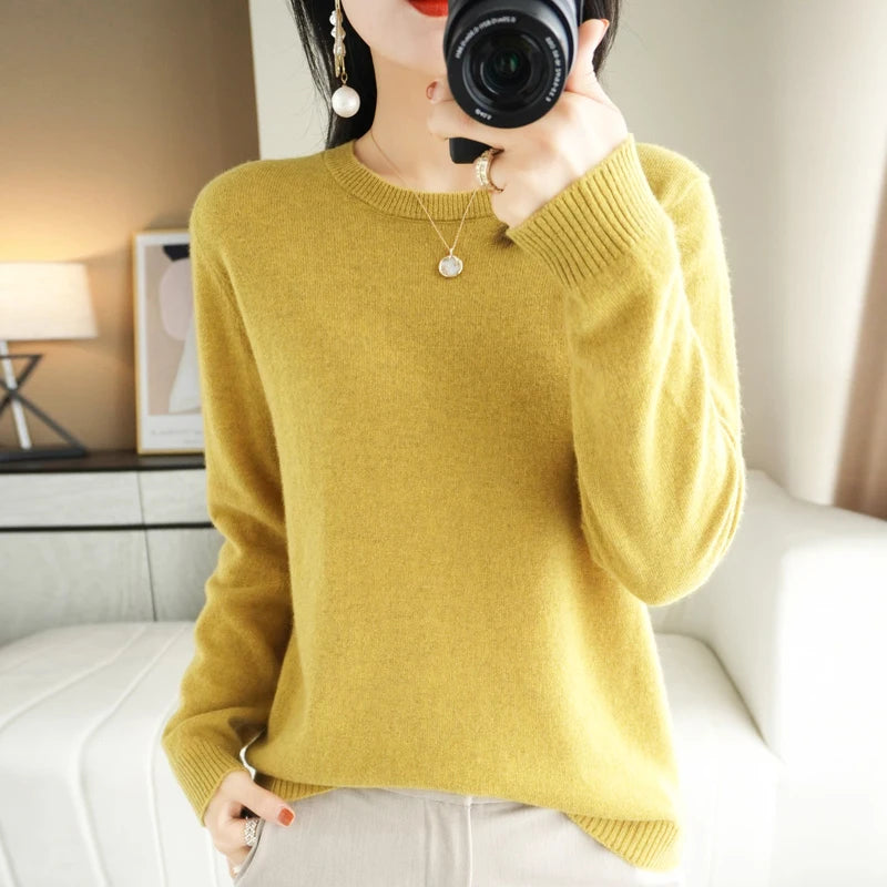 Winter 2022 Women's Slim Fit Round Neck Sweater - Pullover Knitwear Liograft