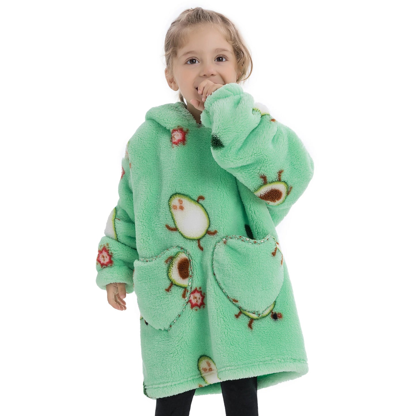 Winter Hooded Fleece Blanket Sweatshirt with Sleeves for Adults and Kids - Premium  from Liograft - Just $40.95! Shop now at Liograft