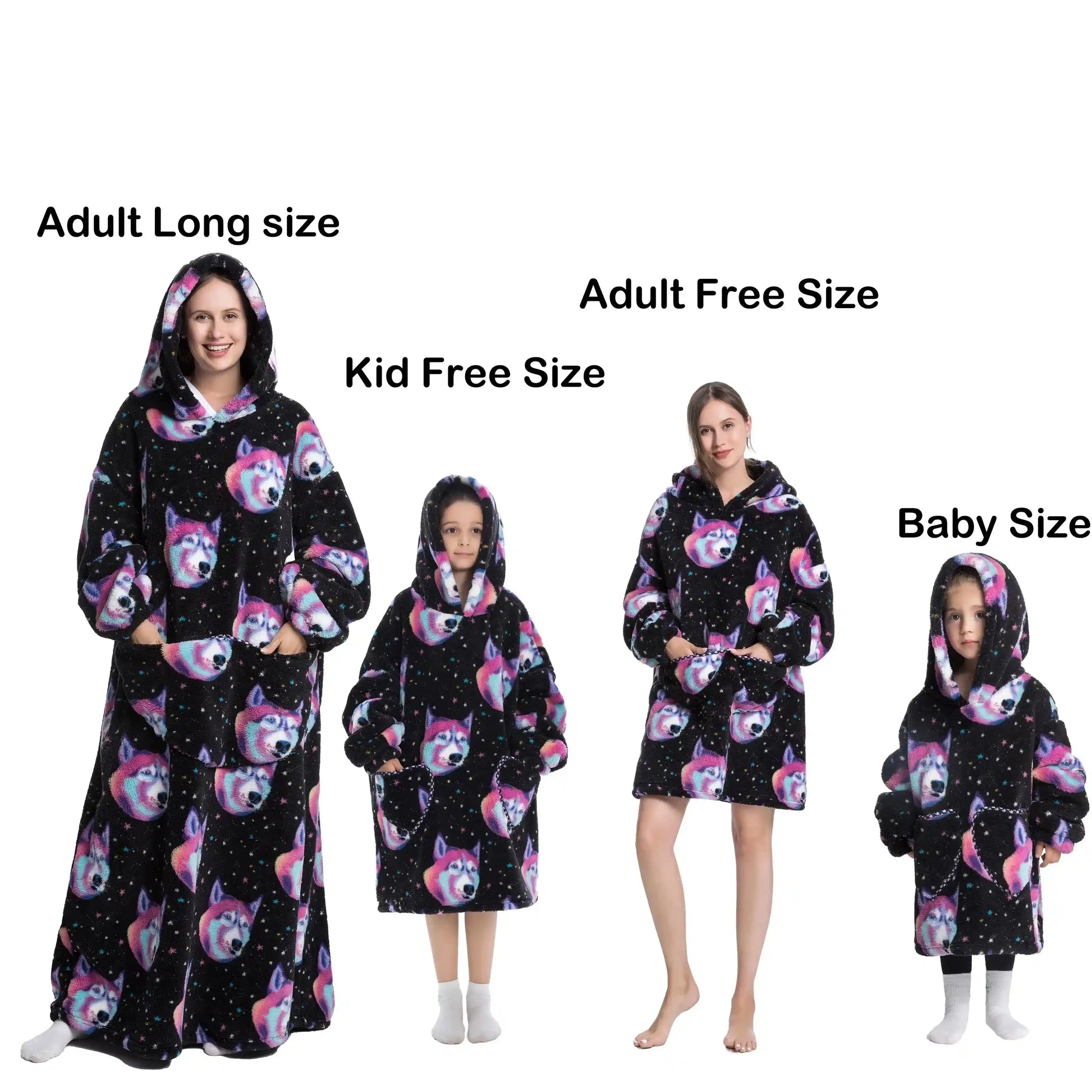 Winter Hooded Fleece Blanket Sweatshirt with Sleeves for Adults and Kids - Premium  from Liograft - Just $40.95! Shop now at Liograft