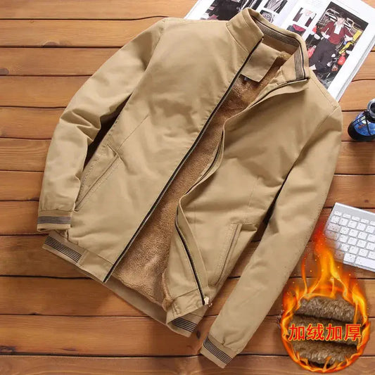 Winter Men's Fleece-Lined Casual Bomber Jacket - Cozy Slim Fit Coat Liograft